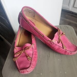 Clarks Womans Pink Leather Loafer Moccasin